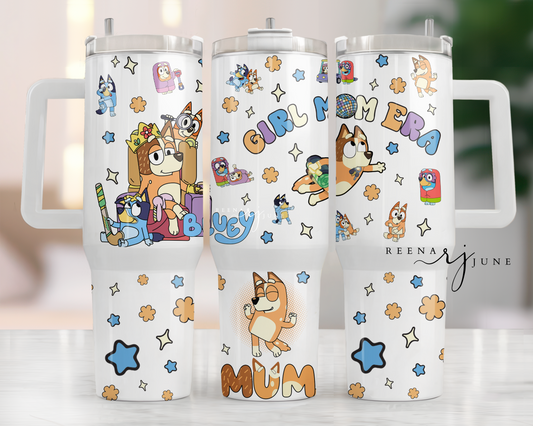 40oz Bluey MomTumbler Wrap, BlueDog Tumbler Wrap , Tumbler Png Design, Cute Bluedog Tumbler Wrap, Blue Dog Tumbler
