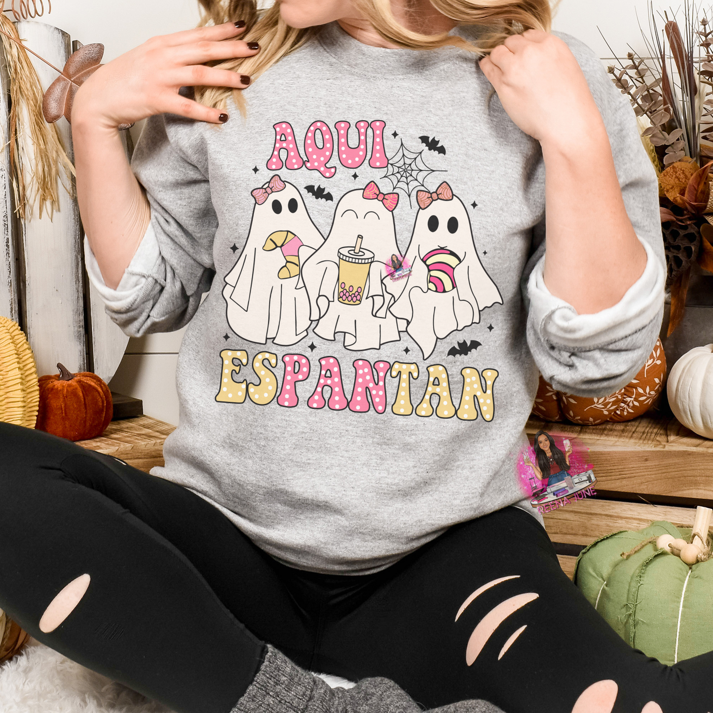 Aqui EsPanTan Mexican Pan Ghost Themed Crewneck Sweatshirt, Pantasmas Halloween Outfit, Fall Fashion, Unisex Sweatshirt, Cute Sweatshirt, Ghost Lover Gift