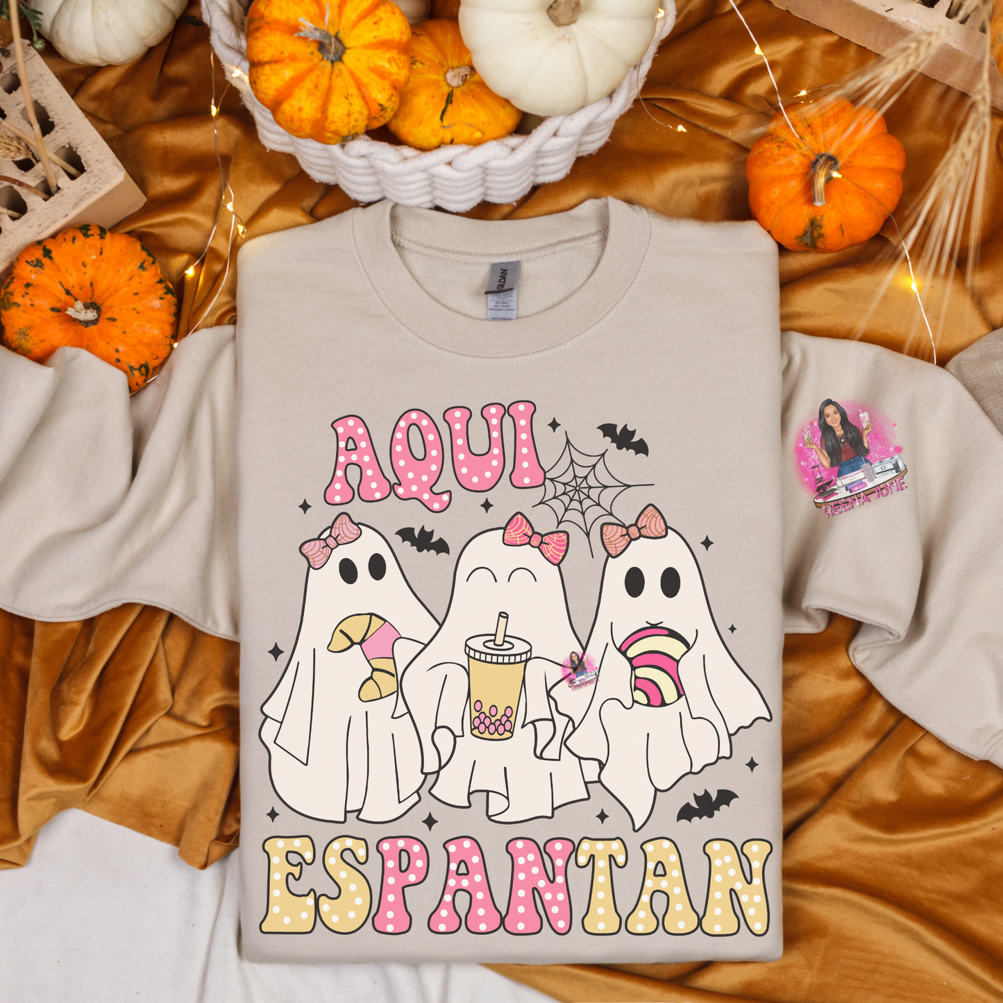 Aqui EsPanTan Mexican Pan Ghost Themed Crewneck Sweatshirt, Pantasmas Halloween Outfit, Fall Fashion, Unisex Sweatshirt, Cute Sweatshirt, Ghost Lover Gift