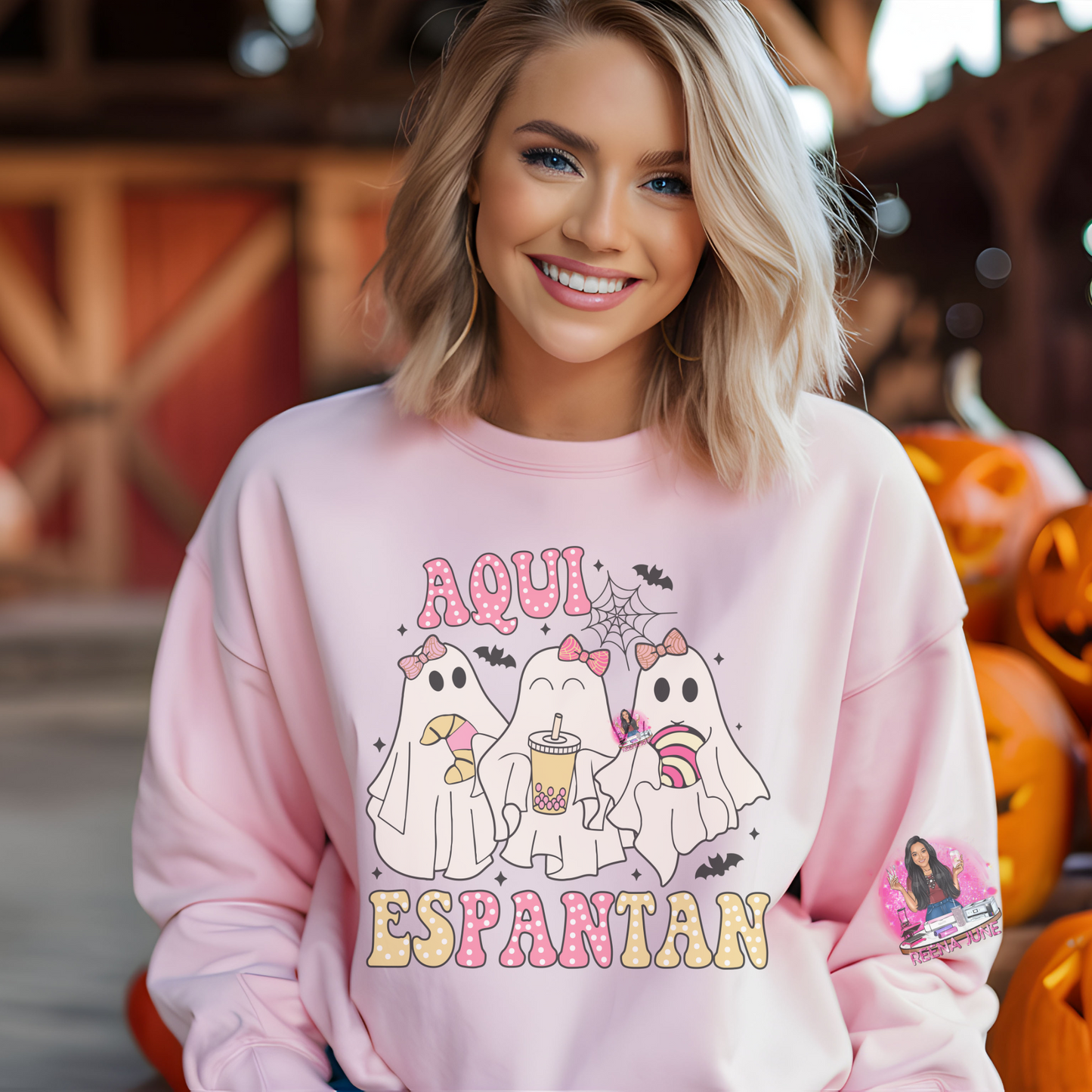 Aqui EsPanTan Mexican Pan Ghost Themed Crewneck Sweatshirt, Pantasmas Halloween Outfit, Fall Fashion, Unisex Sweatshirt, Cute Sweatshirt, Ghost Lover Gift