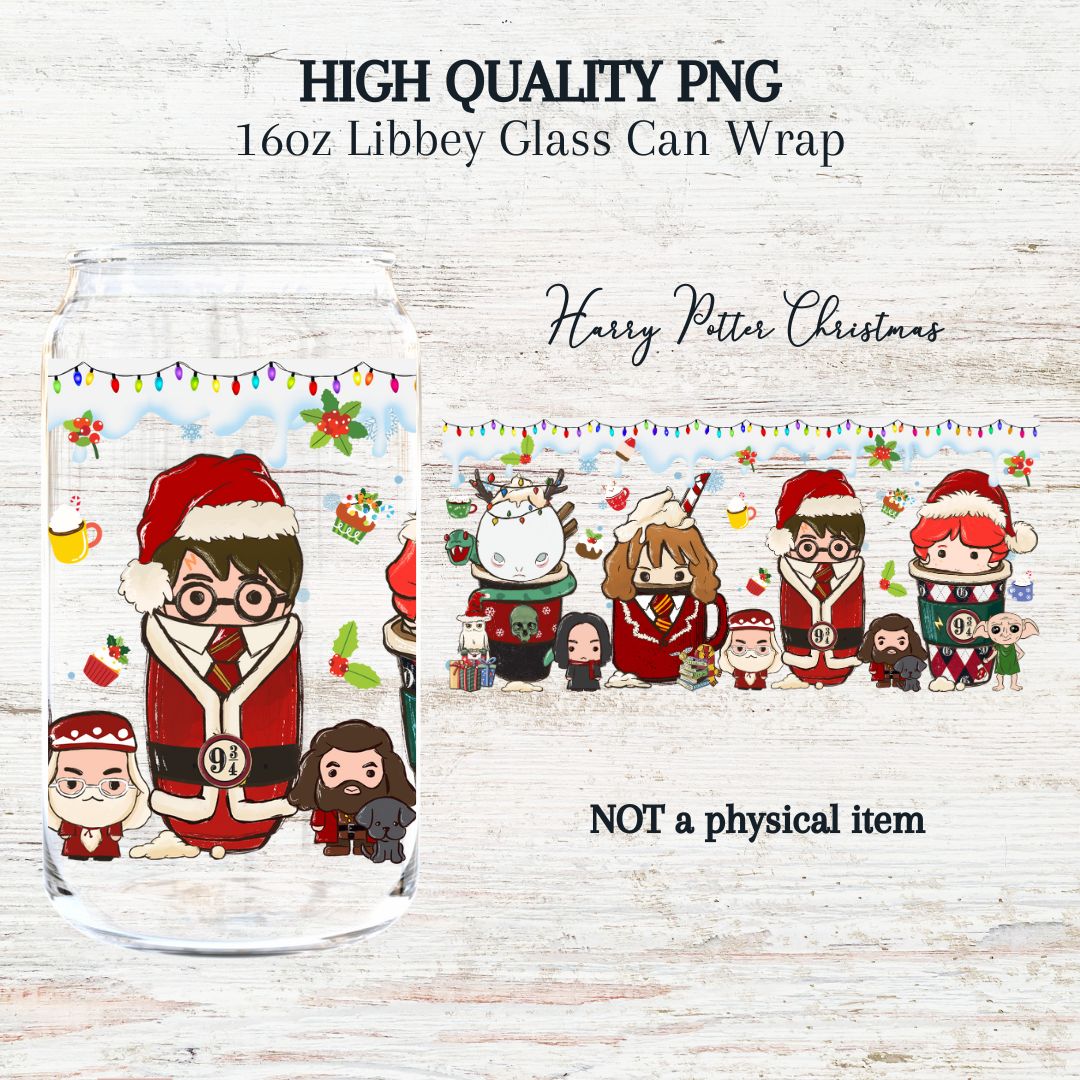 Harry Potter Christmas 16oz Libby Glass Wrap PNG