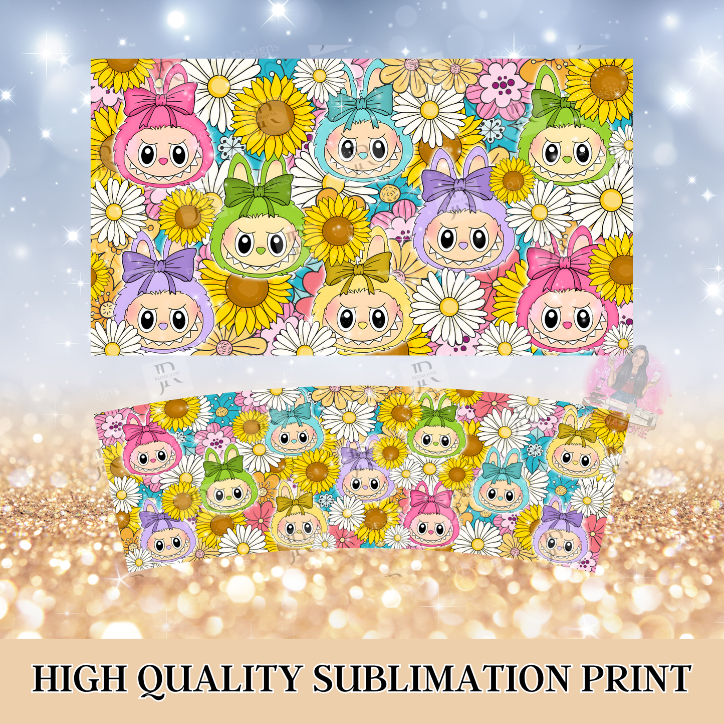 Labubu Monster 40oz Tumbler Sublimation Print - Labubu Doll Sublimation Print - Labubu Tumbler - Monster Cup Wrap