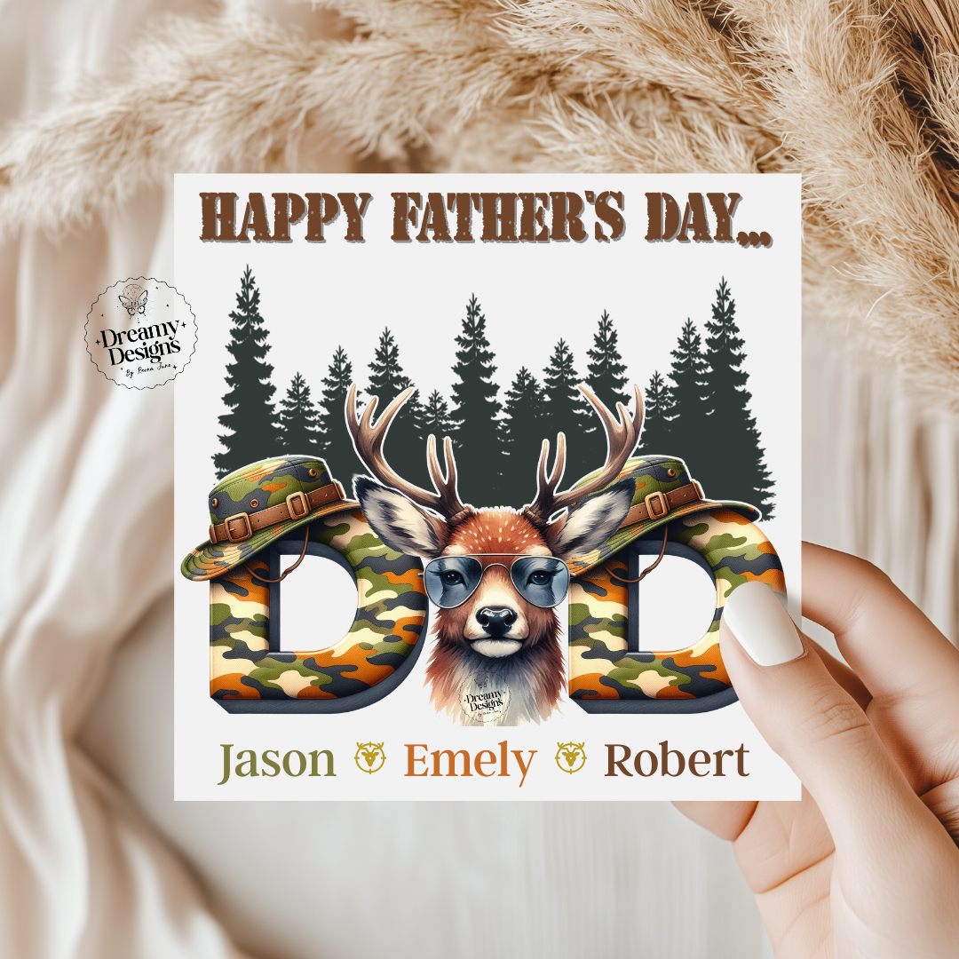 CUSTOM name Hunter Dad Card, Birthday Card, Father's Day Gifts, Gifts for Him, Best Dad Ever, Gifts for Dad, Personalized Gifts, Custom Dad