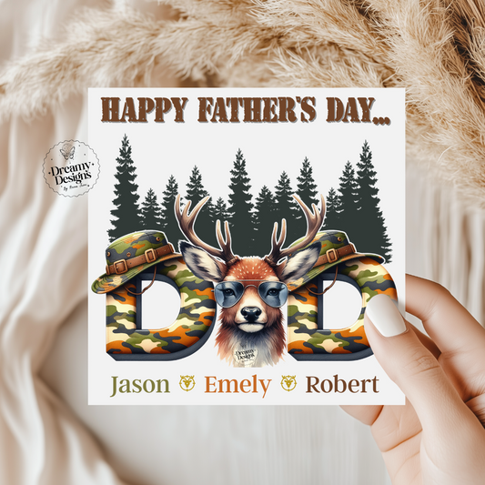 CUSTOM name Hunter Dad Card, Birthday Card, Father's Day Gifts, Gifts for Him, Best Dad Ever, Gifts for Dad, Personalized Gifts, Custom Dad