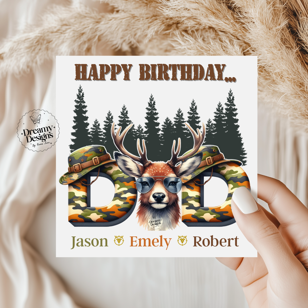 CUSTOM name Hunter Dad Card, Birthday Card, Father's Day Gifts, Gifts for Him, Best Dad Ever, Gifts for Dad, Personalized Gifts, Custom Dad