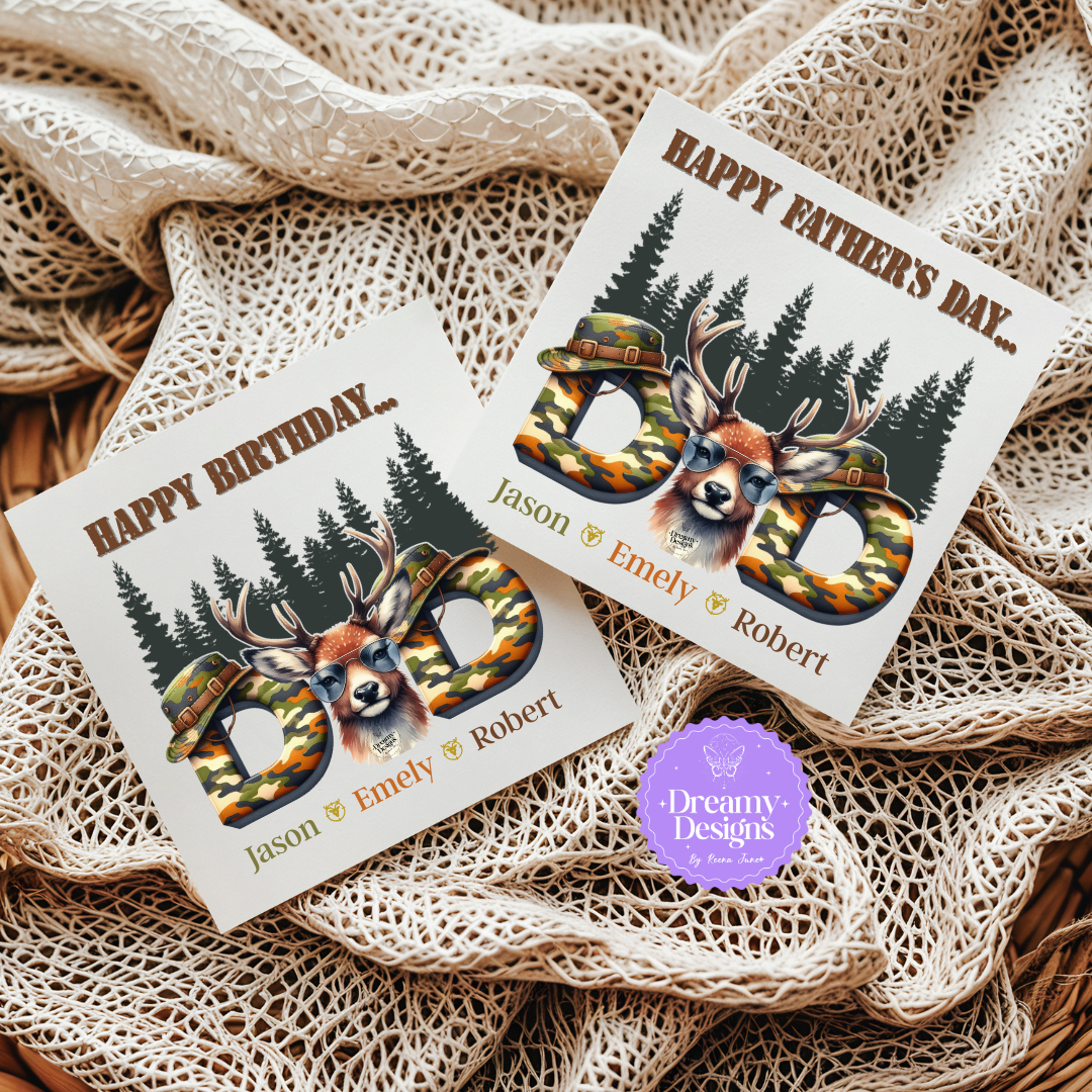CUSTOM name Hunter Dad Card, Birthday Card, Father's Day Gifts, Gifts for Him, Best Dad Ever, Gifts for Dad, Personalized Gifts, Custom Dad