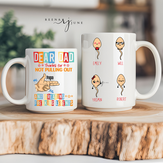 Funny Custom Name Dad Mug, Personalized Dad Mug, Custom Dad Coffee Cup, Dad Gifts with Kids Names, Daddy Birthday, Fathers Day Gifts for Dad