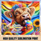 Pride Highland Cow Tumbler Wrap, Ice Cream Sublimation Transfer, Pride Flags Sub Transfer, Pride Month Designs, LGBTQ Pride Ready to Press Transfer Prints, Cut Cow Designs