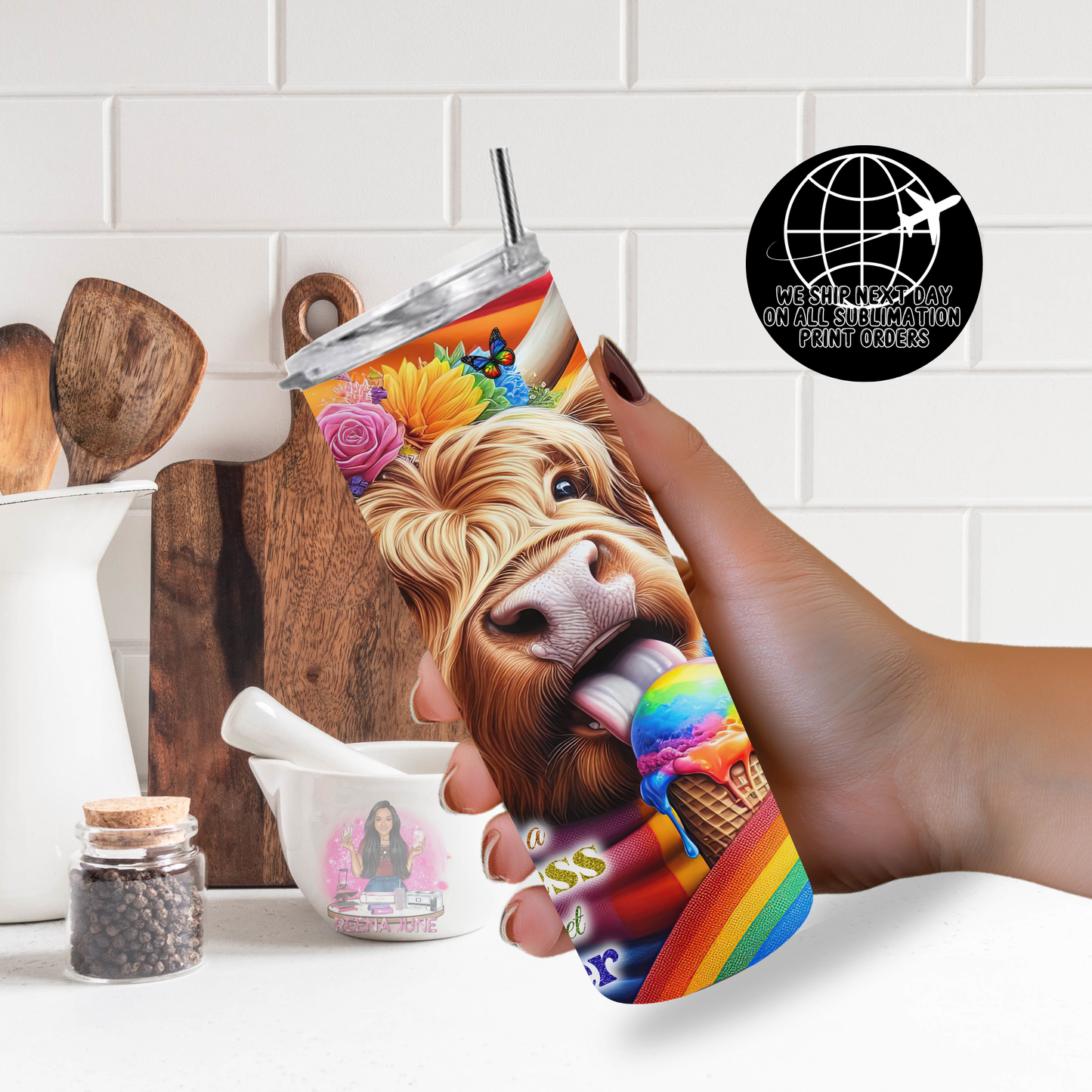Pride Highland Cow Tumbler Wrap, Ice Cream Sublimation Transfer, Pride Flags Sub Transfer, Pride Month Designs, LGBTQ Pride Ready to Press Transfer Prints, Cut Cow Designs