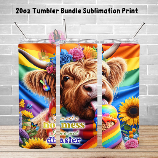 Pride Highland Cow Tumbler Wrap, Ice Cream Sublimation Transfer, Pride Flags Sub Transfer, Pride Month Designs, LGBTQ Pride Ready to Press Transfer Prints, Cut Cow Designs