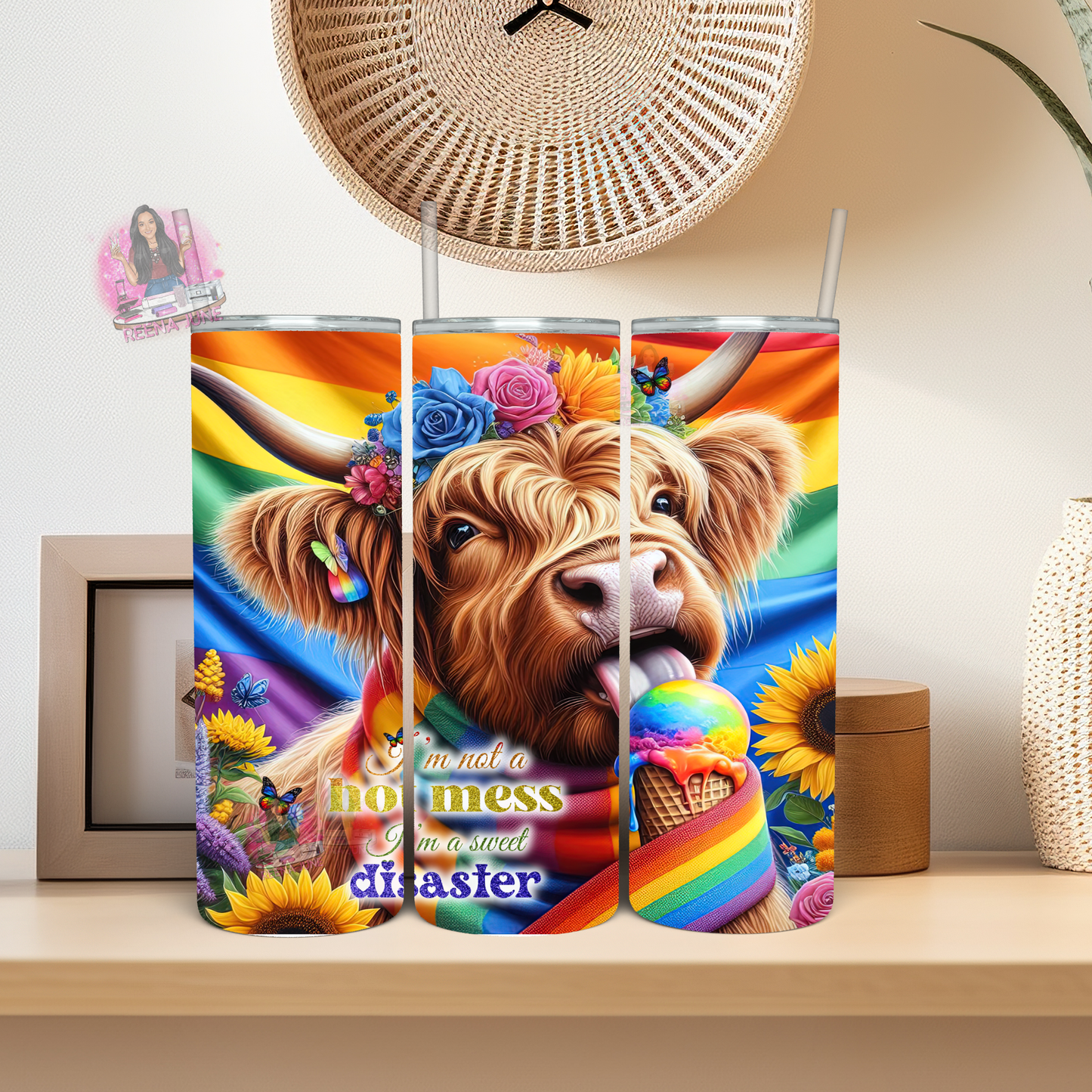 Pride Highland Cow Tumbler Wrap, Ice Cream Sublimation Transfer, Pride Flags Sub Transfer, Pride Month Designs, LGBTQ Pride Ready to Press Transfer Prints, Cut Cow Designs
