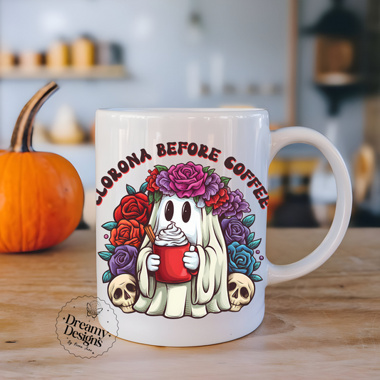 Llorona Before Cafecito Mug, Funny Mexican Coffee Cup, Double-Sided Ceramic Mug for Cafecito Lovers