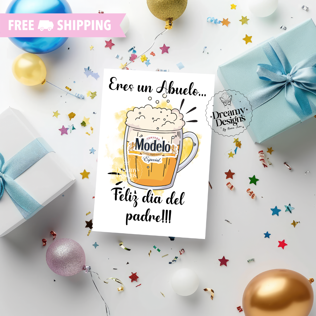 Papa Modelo Tarjeta, Feliz Dia del Padre Tarjeta de Regalo Para Esposo Y Novio, Greeting Card In Spanish, Regalos En Espanol, Gifts Idea