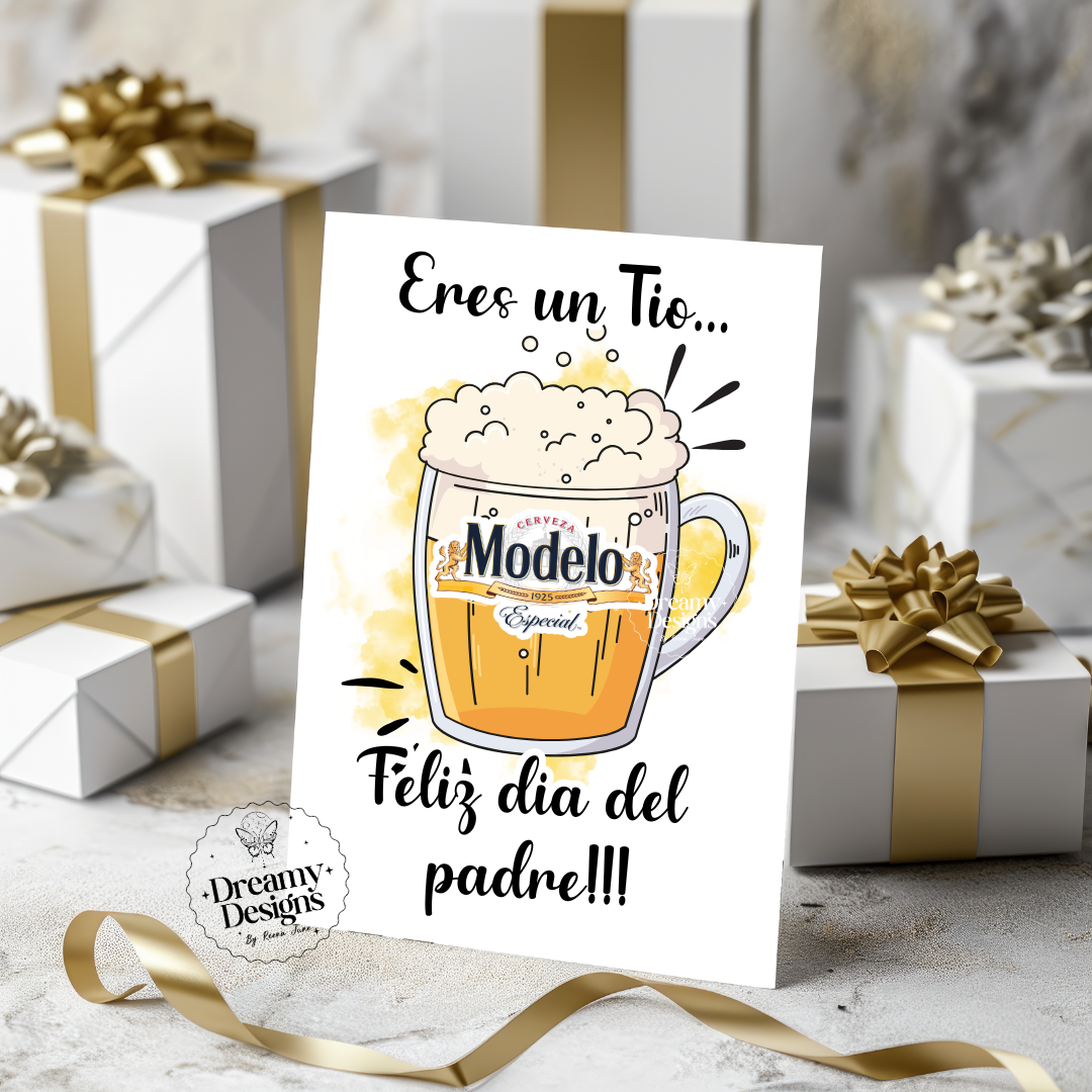 Papa Modelo Tarjeta, Feliz Dia del Padre Tarjeta de Regalo Para Esposo Y Novio, Greeting Card In Spanish, Regalos En Espanol, Gifts Idea