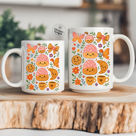 Pan Dulce Mug – Cute Mexican Sweet Bread Coffee Cup, Concha Lover Gift, Double-Sided Ceramic Mug for Cafecito Time