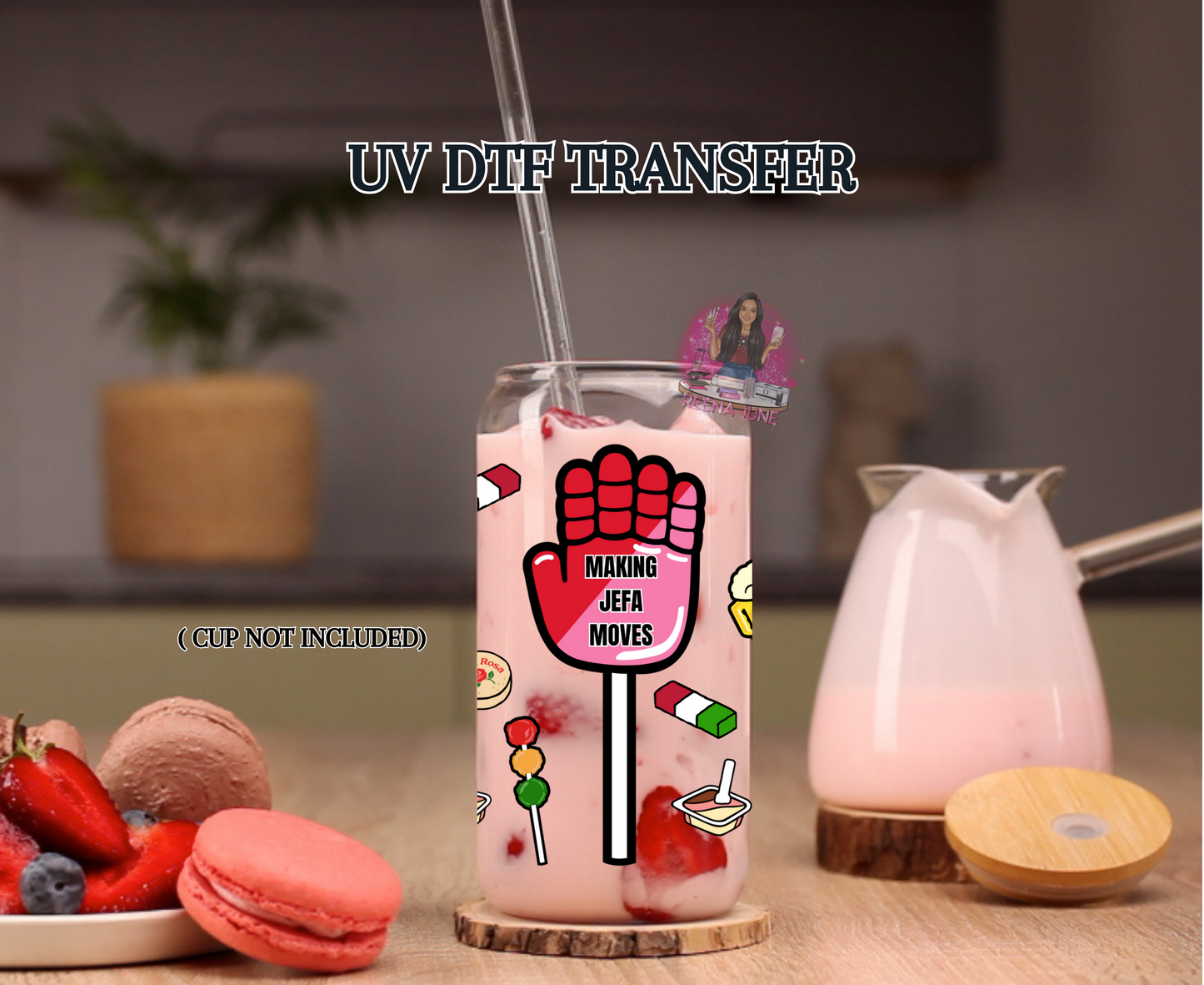 Mexican Candy & Paleta de Manita Affirmations UV DTF Transfer | Positive Spanish Cup Wrap | 16 oz Libbey Glass Decal