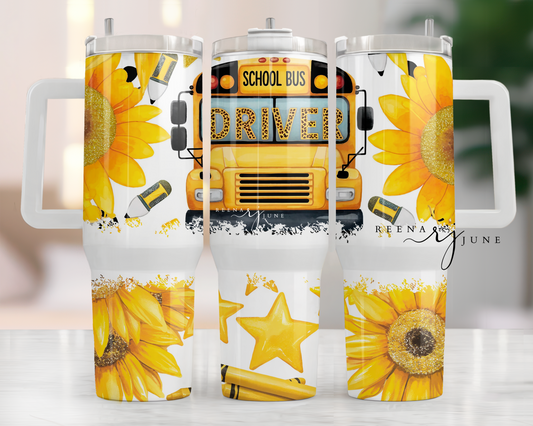 School Bus Driver 40oz Tumbler Sub Wrap - Sublimation Cup Wrap - School Cup - School bus driver tumbler