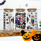 Disney Nightmare Before Christmas Libbey Glass Cup, Jack Skellington Halloween Tumbler with Lid and Straw, Iced Coffee Cup for Spooky Season