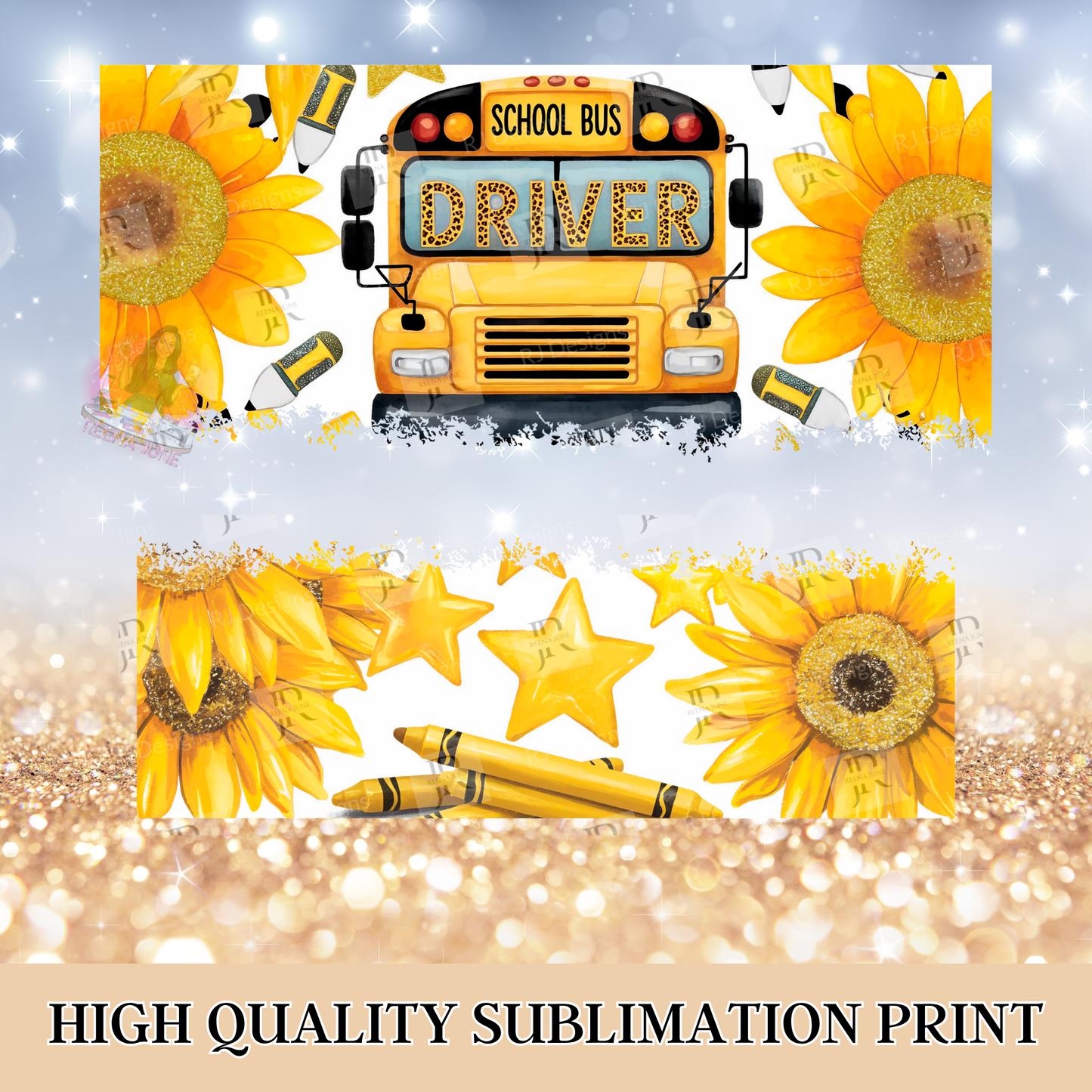School Bus Driver 40oz Tumbler Sub Wrap - Sublimation Cup Wrap - School Cup - School bus driver tumbler