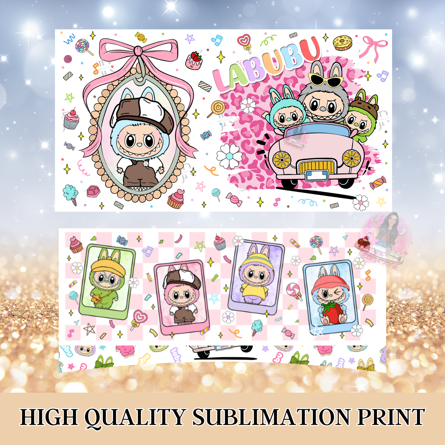 Labubu Monster 40oz Tumbler Sublimation Print - Labubu Doll Sublimation Print - Labubu Tumbler - Monster Cup Wrap