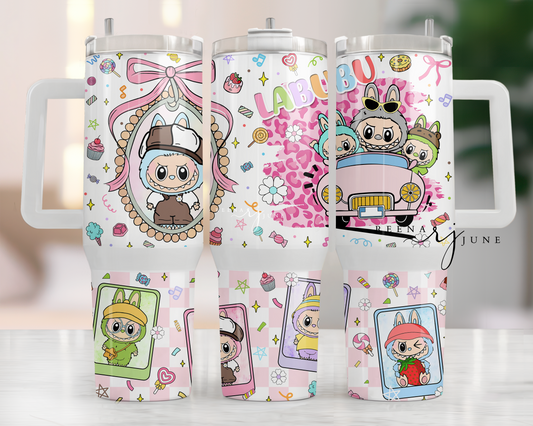 Labubu Monster 40oz Tumbler Sublimation Print - Labubu Doll Sublimation Print - Labubu Tumbler - Monster Cup Wrap