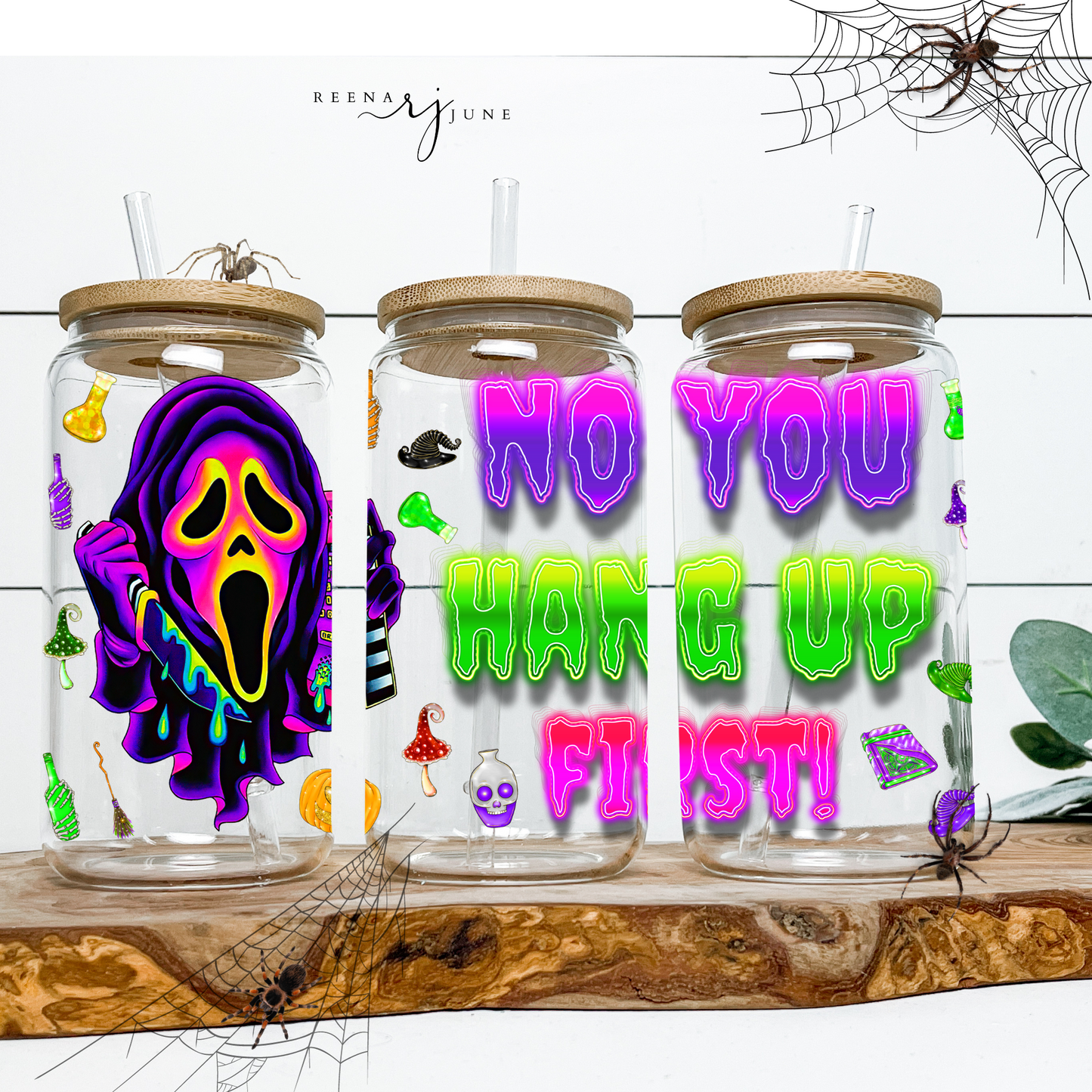 Neon Horror Movie 16oz Libbey Glass Can