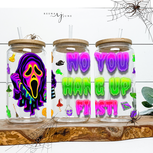 Neon Horror Movie 16oz Libbey Glass Can