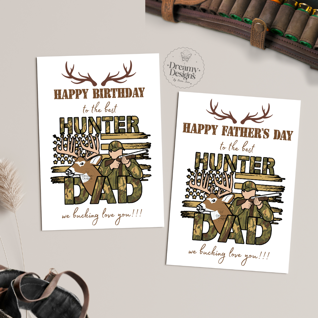 Hunter Dad Greeting Card, Birthday Card, Father's Day Gifts, Gifts for Him, Best Dad Ever, Gift for Dad, Personalized Gifts, Custom Dad Gift