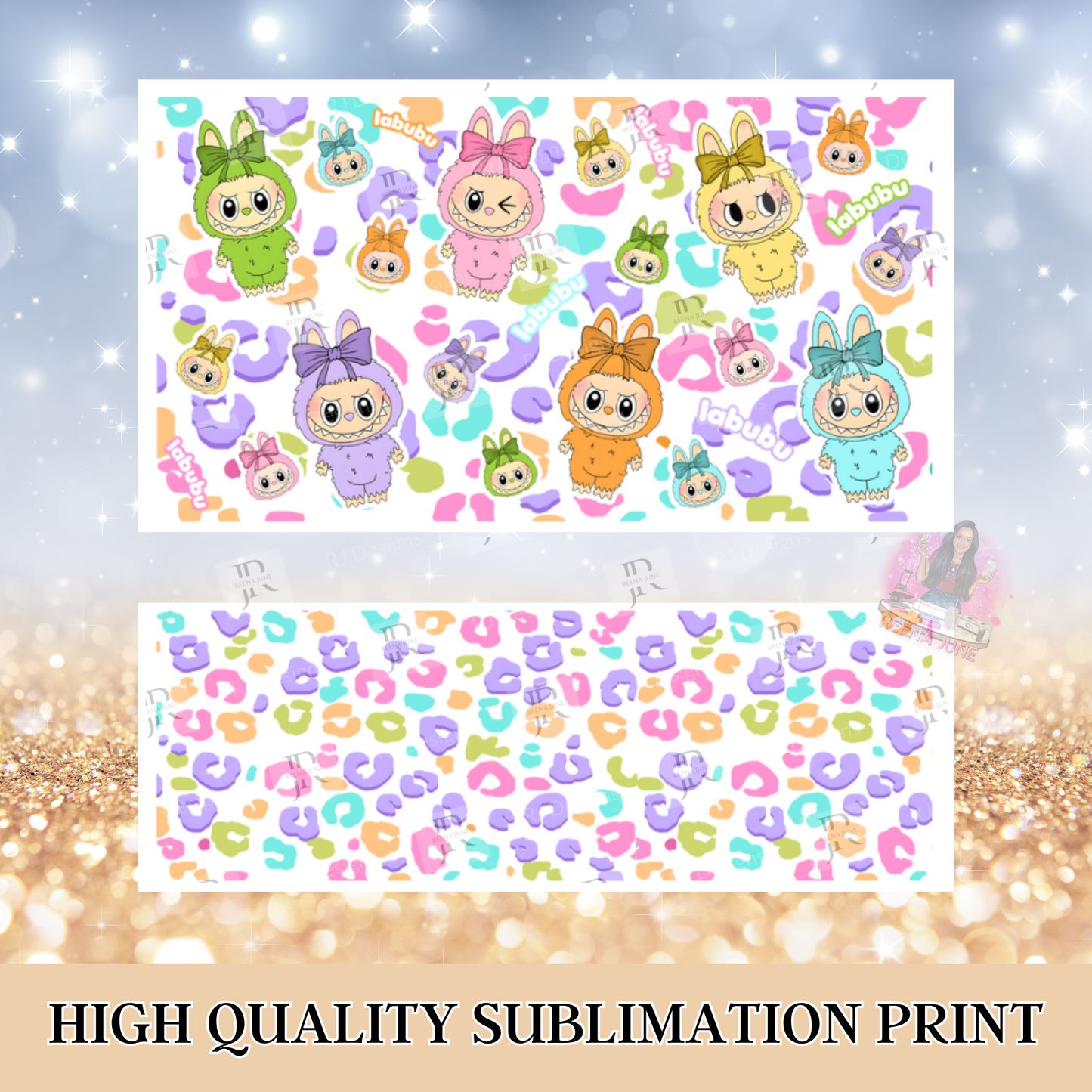 Labubu Monster 40oz Tumbler Sublimation Print - Labubu Doll Sublimation Print - Labubu Tumbler - Monster Cup Wrap