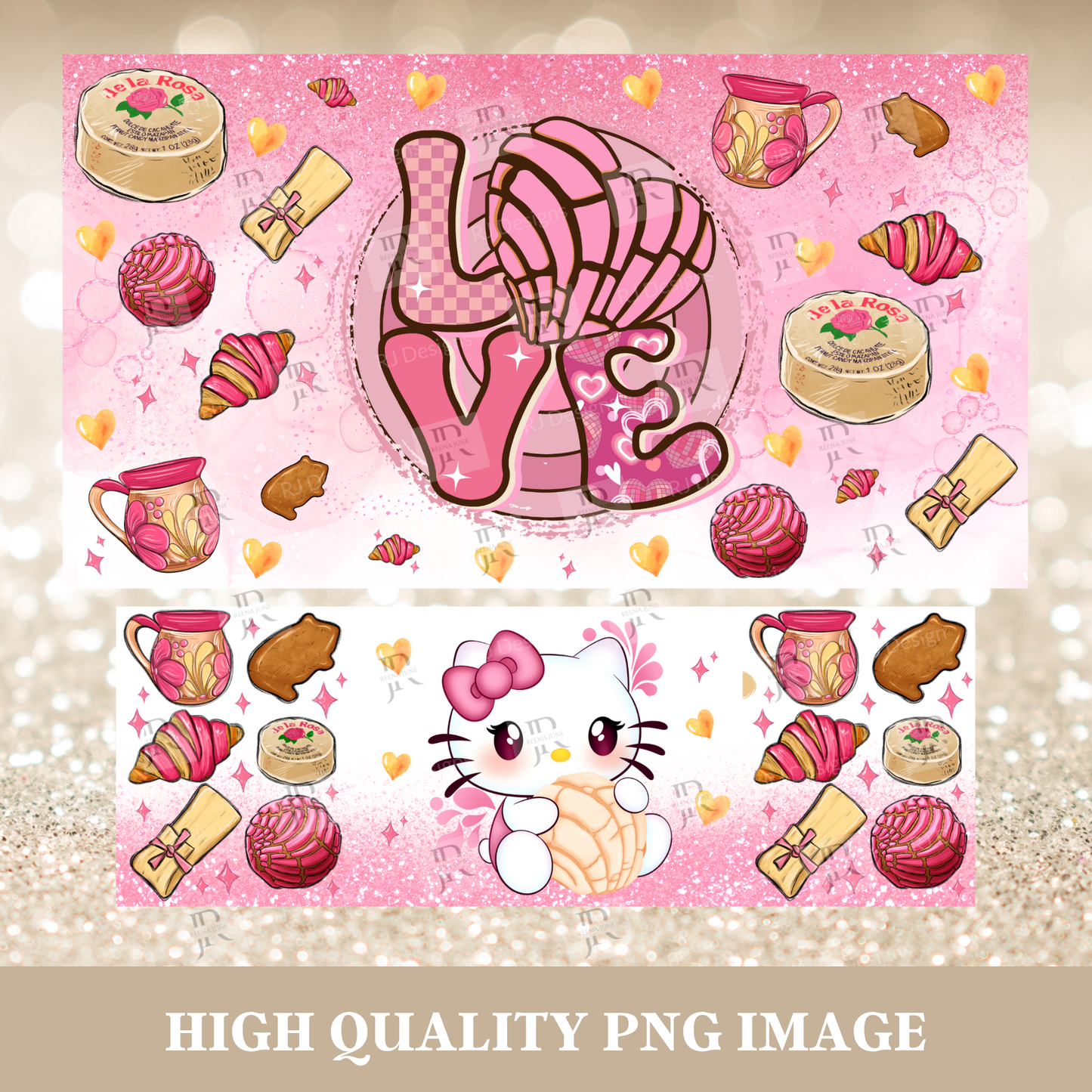 Mexican Pan Dulce 40oz Tumbler Wrap Sublimation, Pan Dulce Conchas 40oz Tumbler Png, 40oz Digital Design, Hello Kitty 40oz Digital wrap, Mexican Catrina Wrap