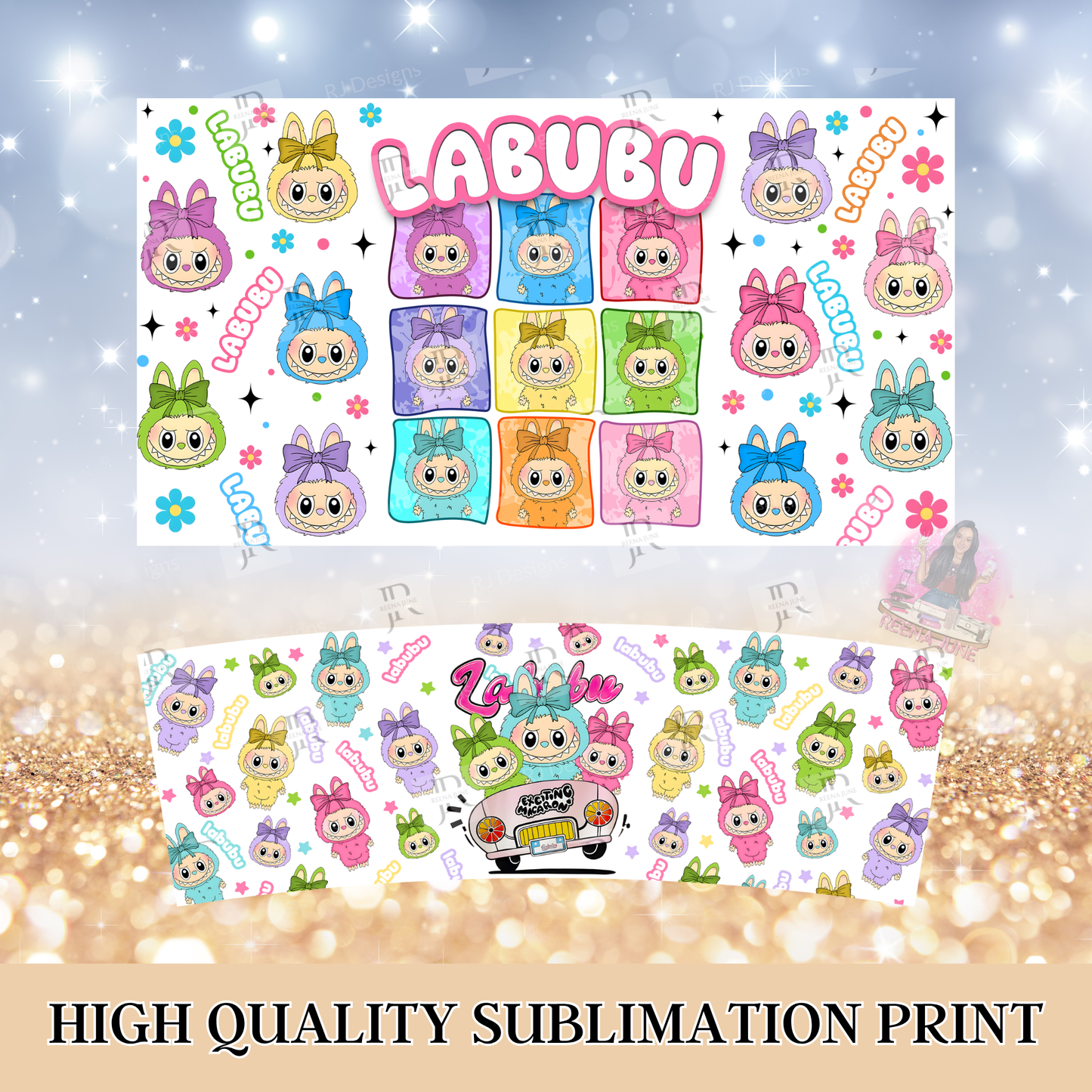 Labubu Monster 40oz Tumbler Sublimation Print - Labubu Doll Sublimation Print - Labubu Tumbler - Monster Cup Wrap