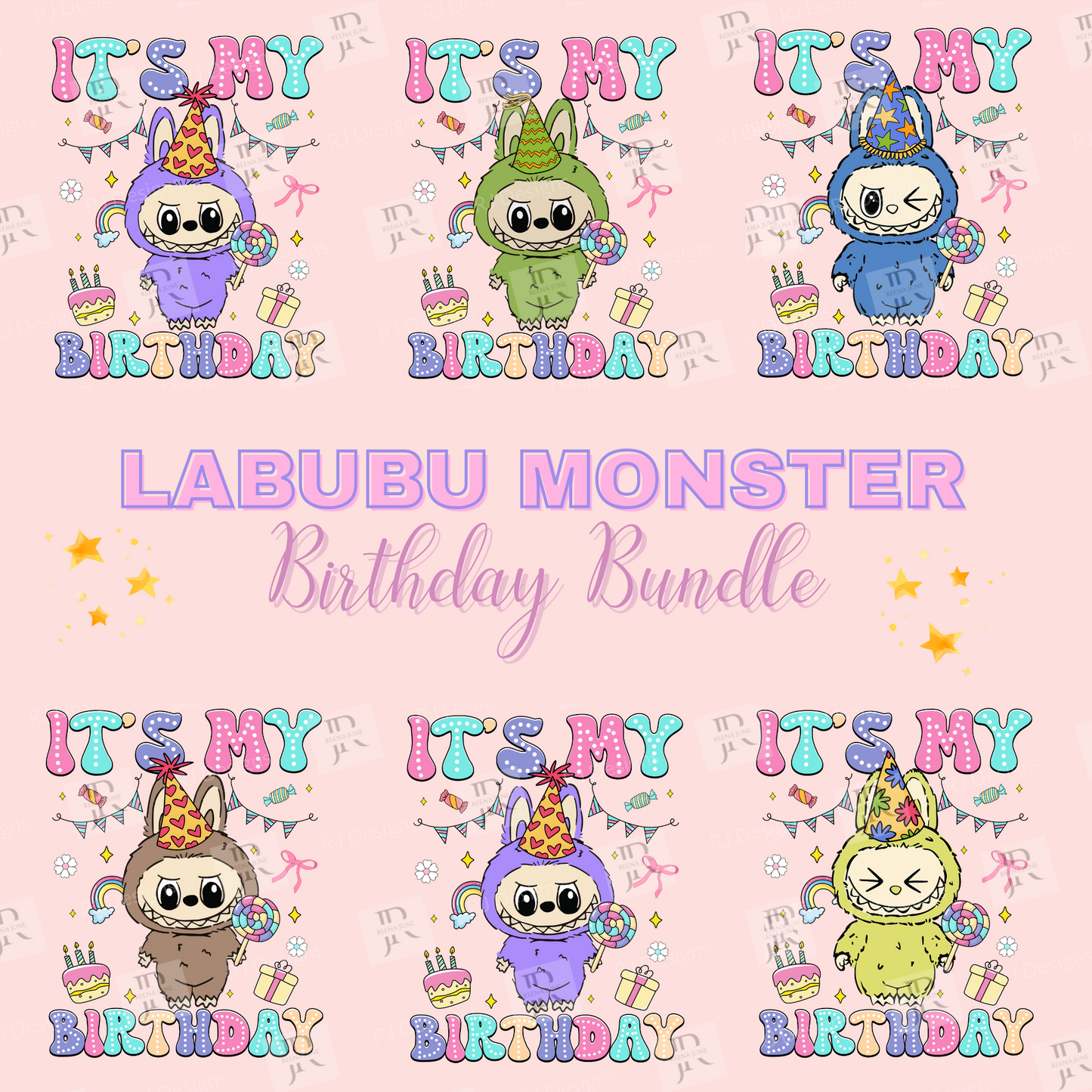 Labubu birthday file, Bubu Monster Birthday Shirt Digital Download, Labubu PNG, Labubu Doll Bundle