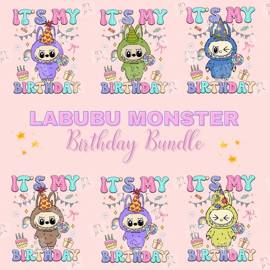 Labubu birthday file, Bubu Monster Birthday Shirt Digital Download, Labubu PNG, Labubu Doll Bundle