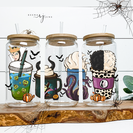 Disney Villians 16oz Libbey Glass Can