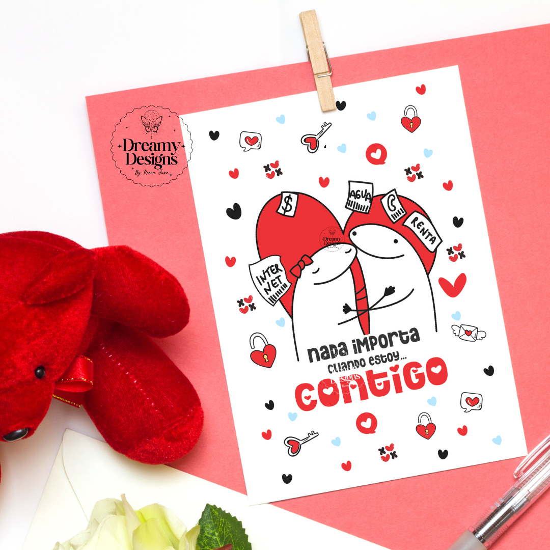 Funny Love Greenting Card in Spanish, Funny Gifts, Tarjeta En Espanol, Tarjetas Graciosas en Espanol. Spanish card