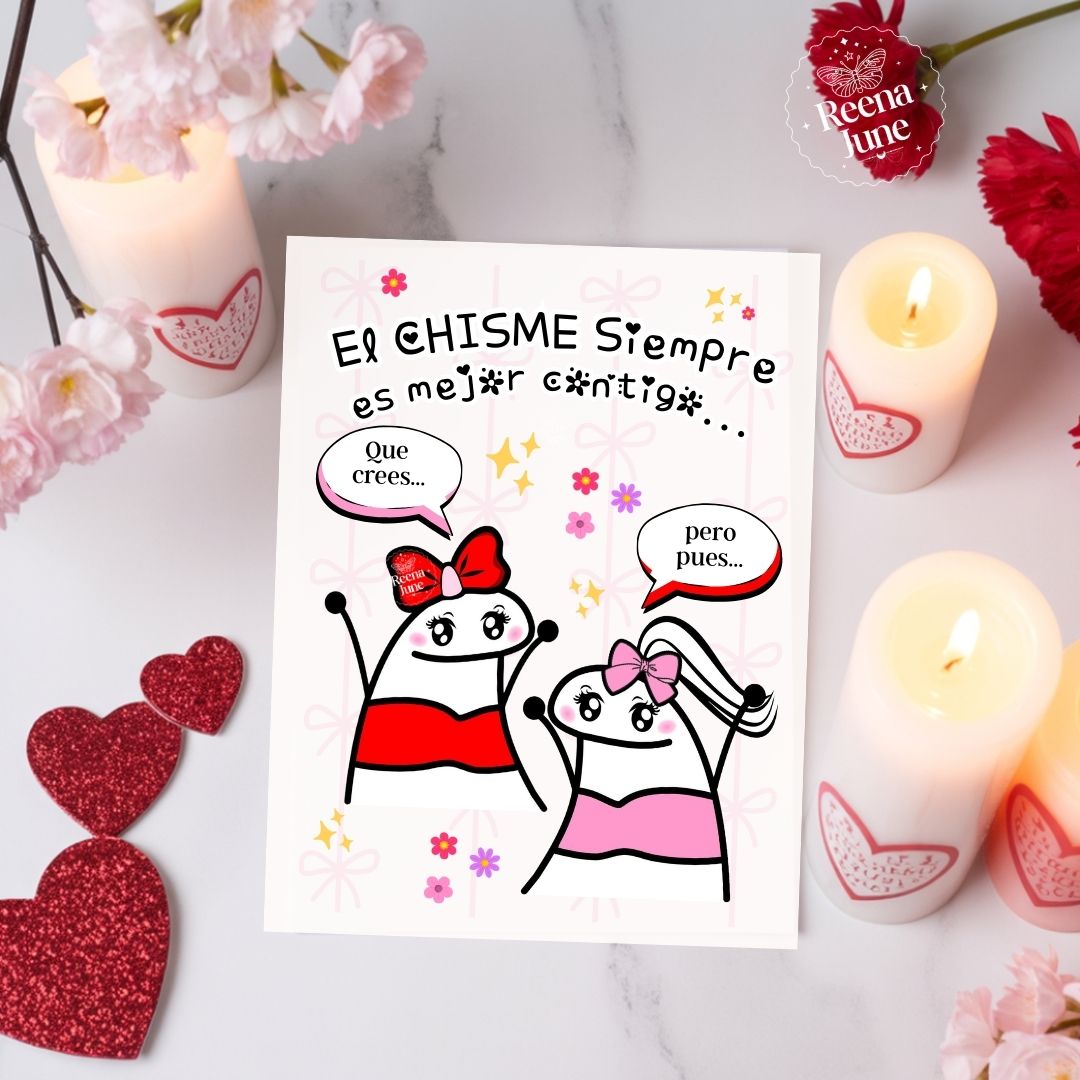 Contigo el Chisme es Mejor Spanish Greeting Card, tarjeta para amigas, Funny Birthday Gifts, latino gift, Best Friend Gifts