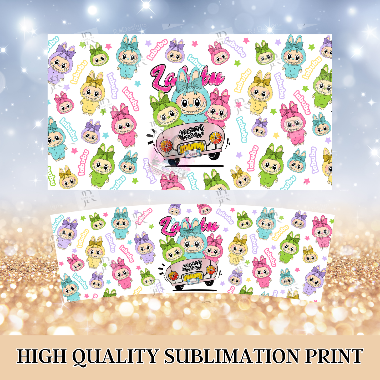 Labubu Monster 40oz Tumbler Sublimation Print - Labubu Doll Sublimation Print - Labubu Tumbler - Monster Cup Wrap