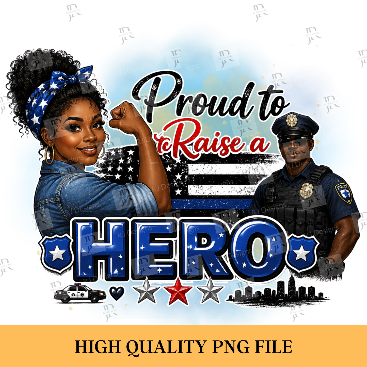 Proud to Raise a Hero Police Mom PNG, Thin Blue Line PNG, Police Officer Mom Sublimation Design, Digital Download, Shirt Mug Sticker PNG