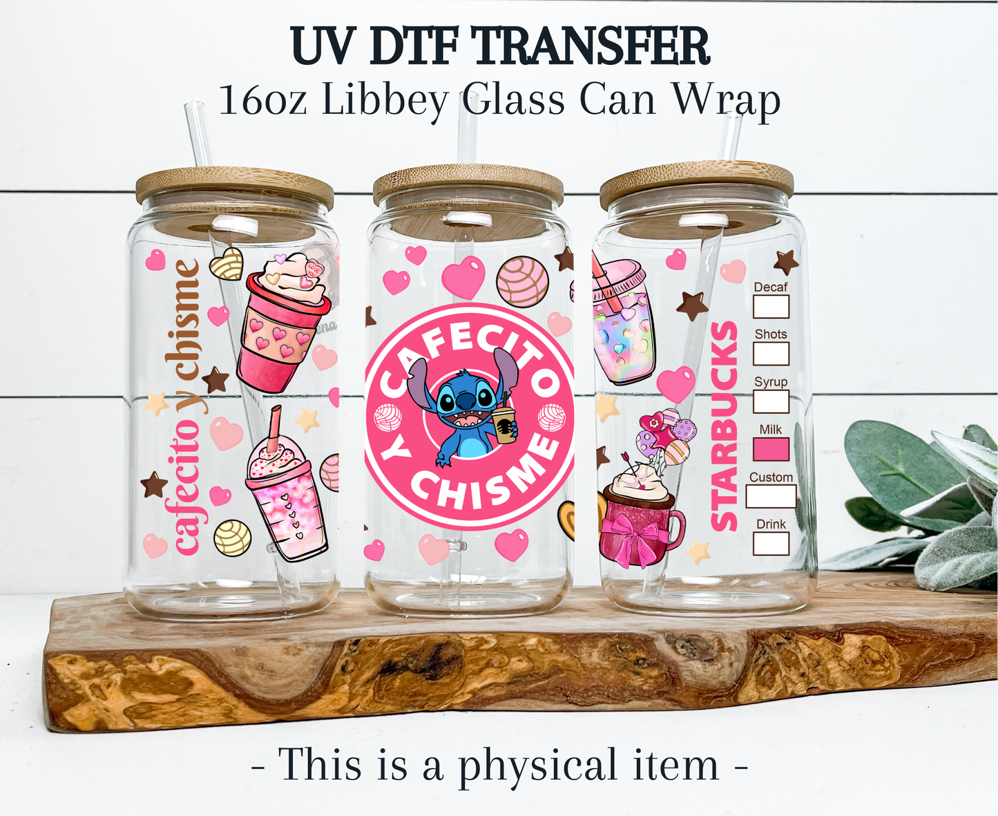 Cafecito & Chisme - Stitch Coffee UV DTF Transfer