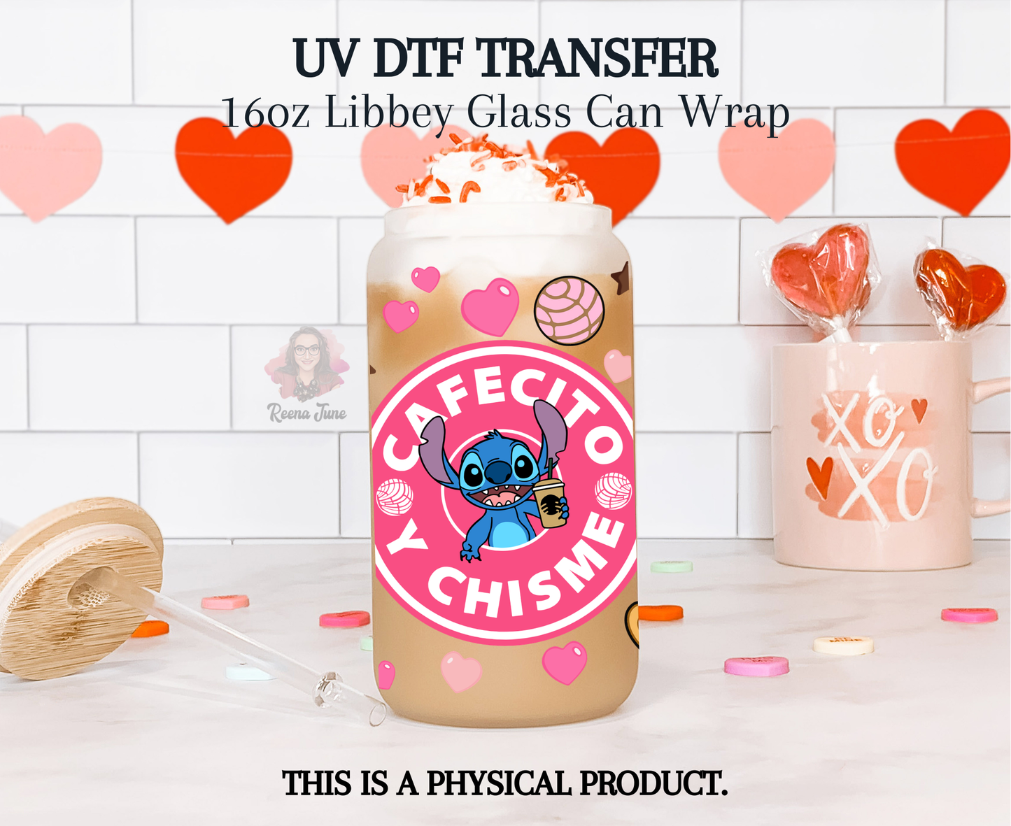 Cafecito & Chisme - Stitch Coffee UV DTF Transfer