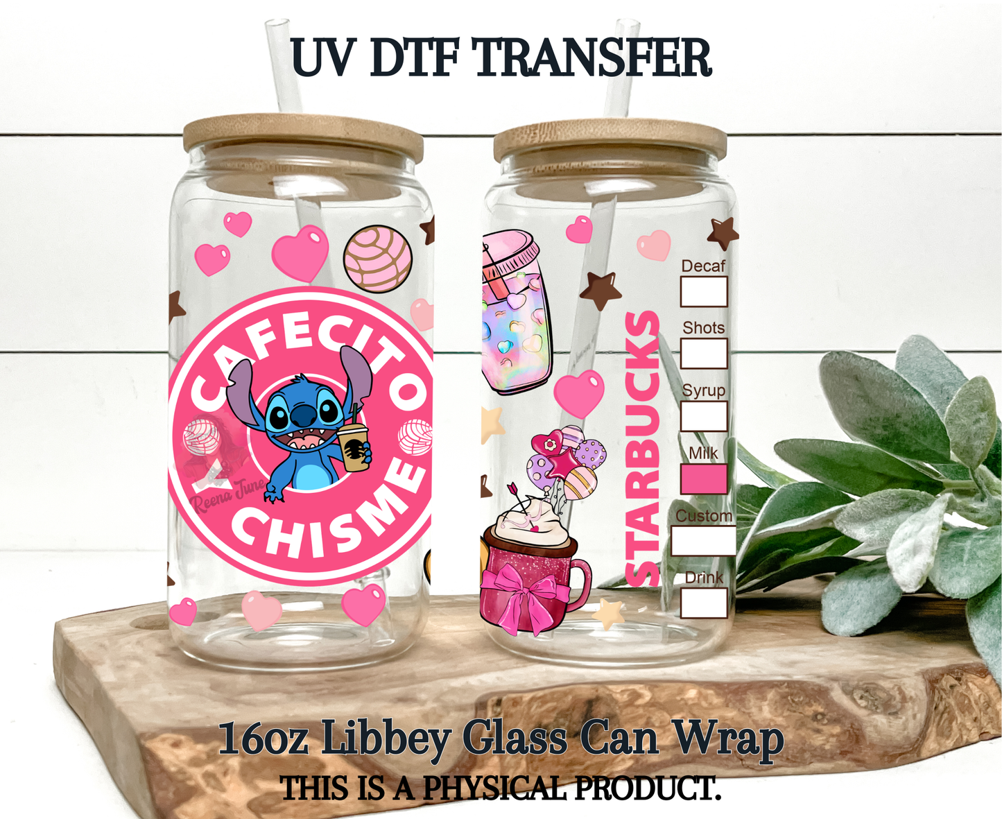 Cafecito & Chisme - Stitch Coffee UV DTF Transfer