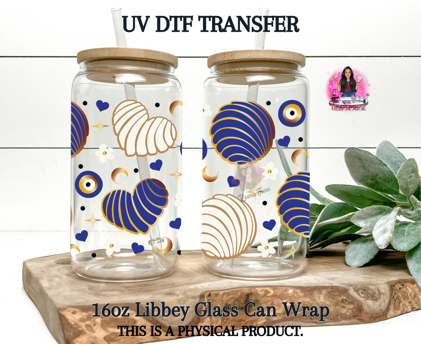 Conchas Vibes - Evil Eye UV DTF Transfer - Evil Eye sticker - 16oz Concha Libbey Glass Can Wrap - Pan dulce cup wrap