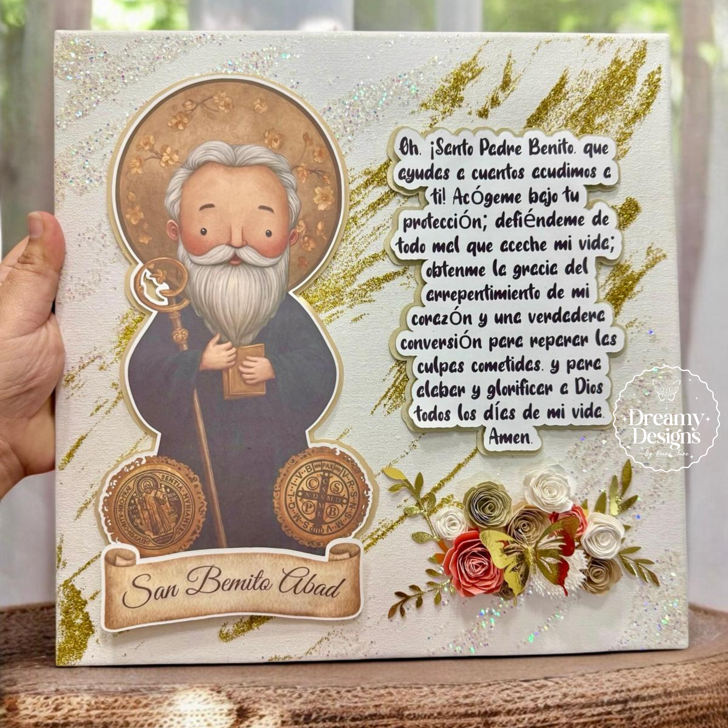 San Benito Canvas, Christian Wall Decor, Gifts Ideas, Regalos Para Mama, St Benedict Shadow Box, Gifts for Dad, Gifts for Mom, Canvas Art