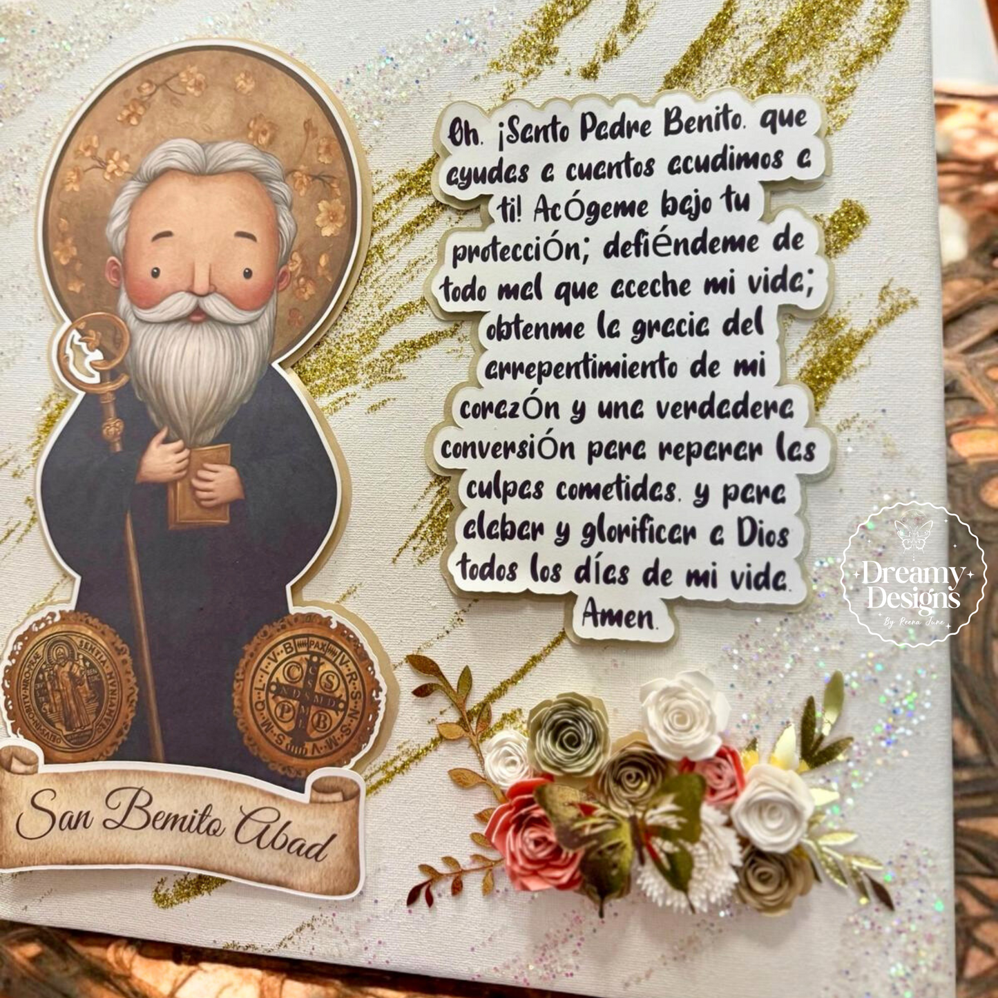 San Benito Canvas, Christian Wall Decor, Gifts Ideas, Regalos Para Mama, St Benedict Shadow Box, Gifts for Dad, Gifts for Mom, Canvas Art