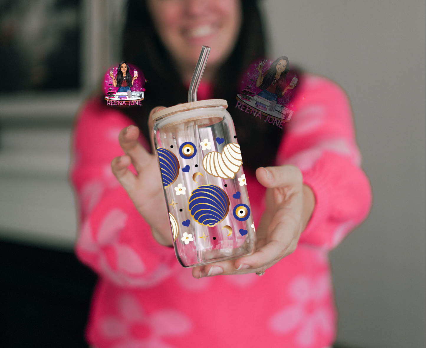 Conchas Vibes - Evil Eye UV DTF Transfer - Evil Eye sticker - 16oz Concha Libbey Glass Can Wrap - Pan dulce cup wrap