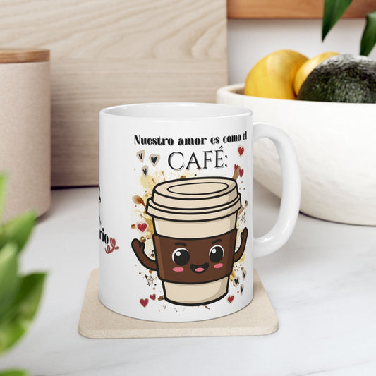 Nuestro Amor Es Como El Café Taza Romántica, Regalo Divertido en Español, Mug de Amor para Parejas, Anniversary Gifts, His/Hers Gifts