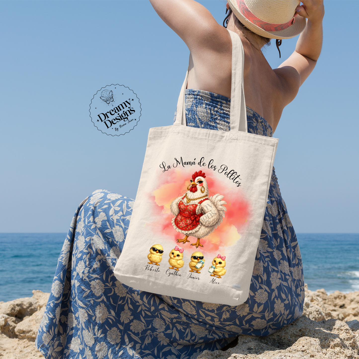 La Mama De Los Pollitos Reusable Tote Bag - Custom Bags - Spanish Personalized Gifts - Gifts for Mom - Regalos para Mama