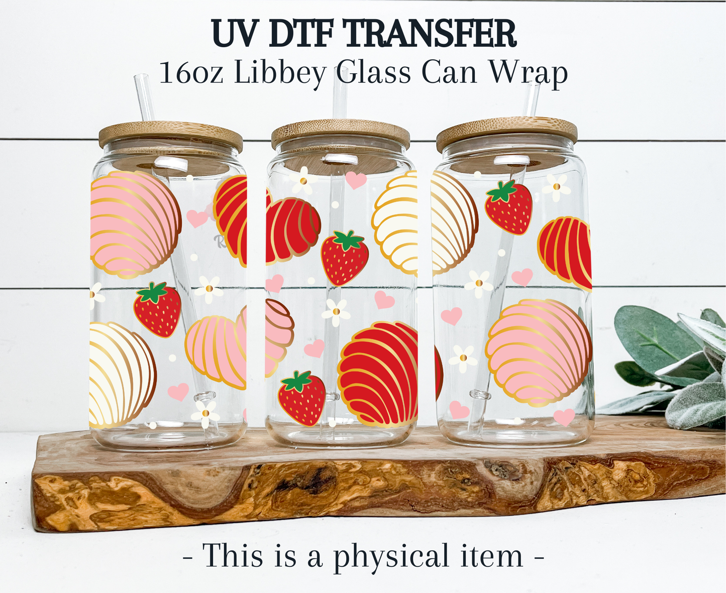 Conchas and Strawberries UV DTF Transfer