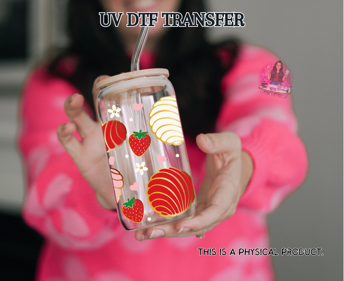 Conchas and Strawberries UV DTF Transfer