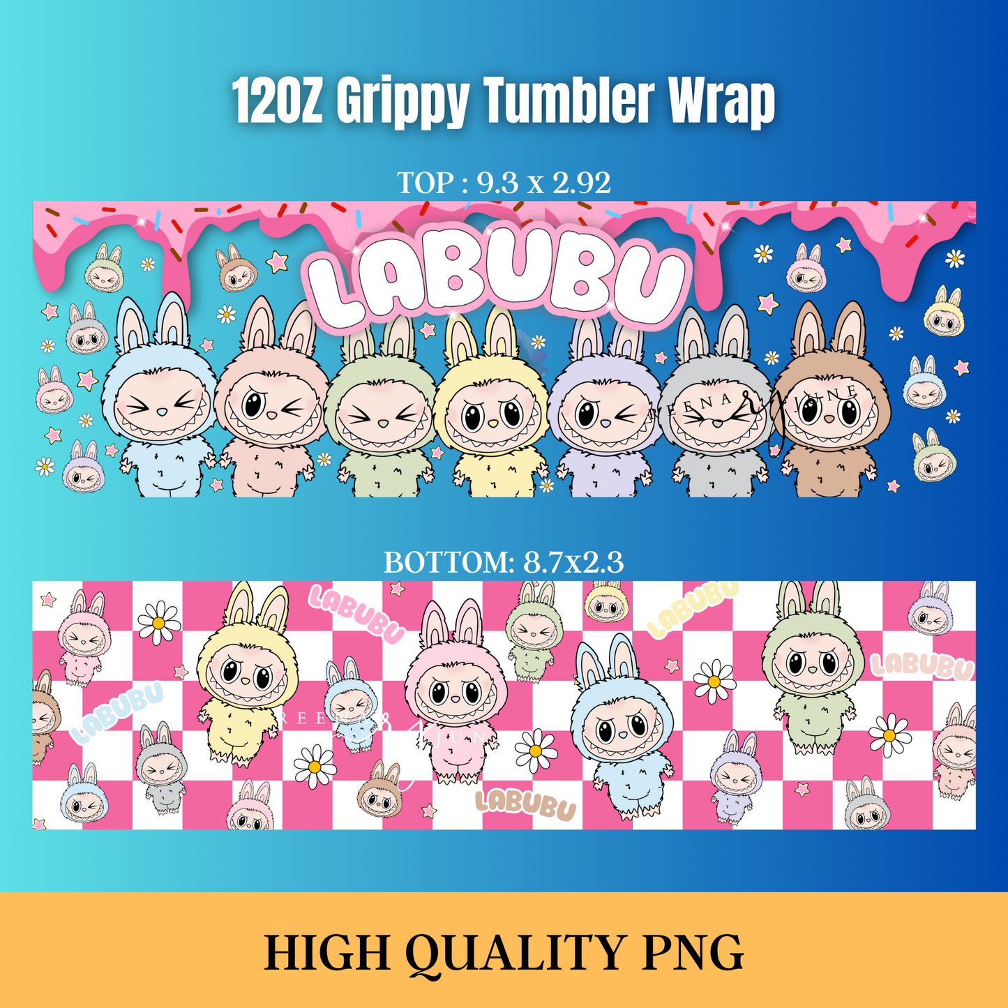 Labubu Monster 12oz Tumbler Wrap, Monster Character Png File, Labubu Design, Digital Download, Digital Art